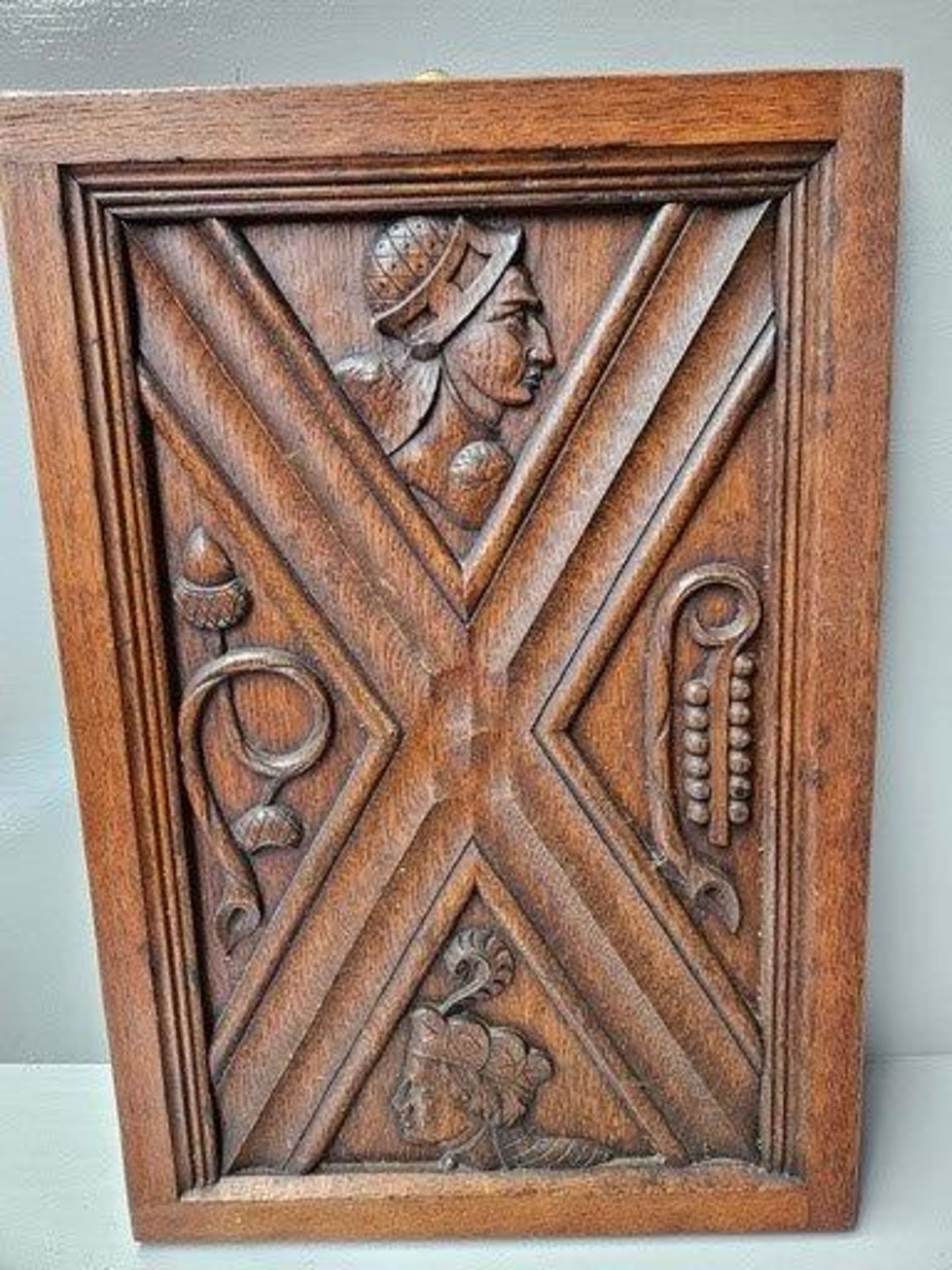 Carved Oak Panel H58cm x W39cm