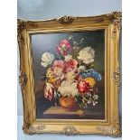 Gilt Framed Oil On Board Still Life