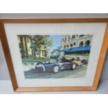 Sterling Moss Monaco Grand Prix 1961 Racing Print By Michael Turner & Embroidered RFC Badge In Frame