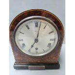Walnut Reid Mantel Clock Engraved - To Lieutenant & Mrs G R Sutton From The Officers HMS Helicon, Ty