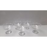 10 Cut Glass Stemmed Fluted Dessert Dishes