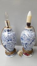 2 Oriental Blue & White Lamps (A/F)