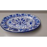 Large Blue & White Meat Plate & Oriental Dish