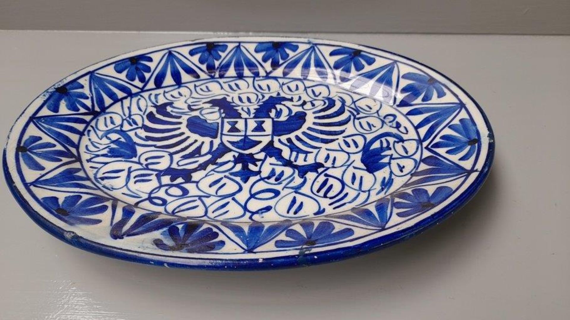 Large Blue & White Meat Plate & Oriental Dish