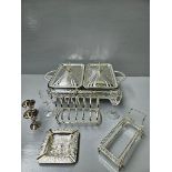 Box Including Plated Toast Rack, Serving Dishes Etc