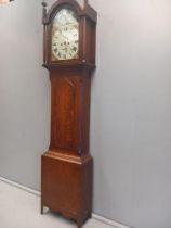 Georgian Oak Longcase Grandfather Clock - Painted Dial - Morpeth H224cm x W49cm x D23cm