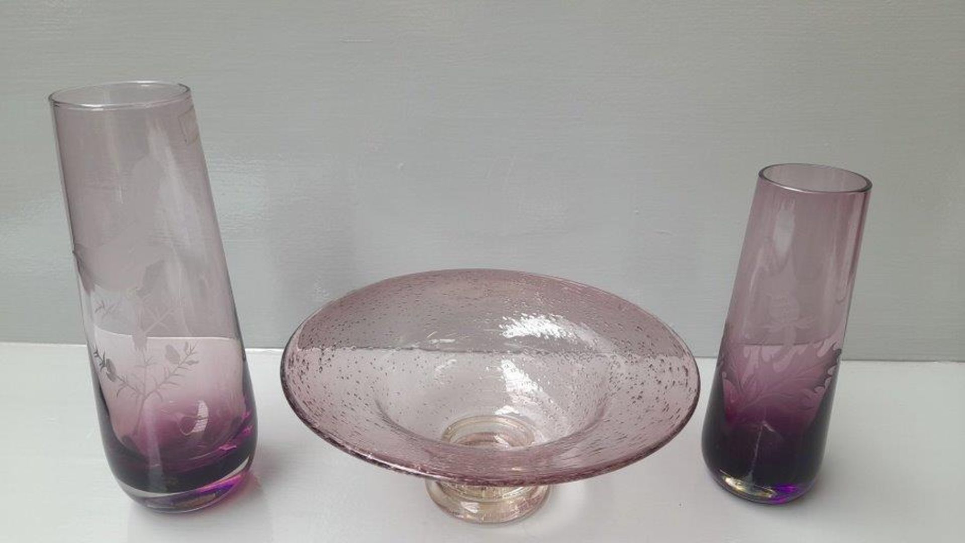 2 Caithness Coloured Glass Vases & Bowl