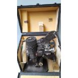 Bell & Howell Projector In Case, Screen & Film Reels Etc