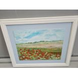 Acrylic On Board Poppy Field By Jack Danby 94 & Print River & Woodland Scene