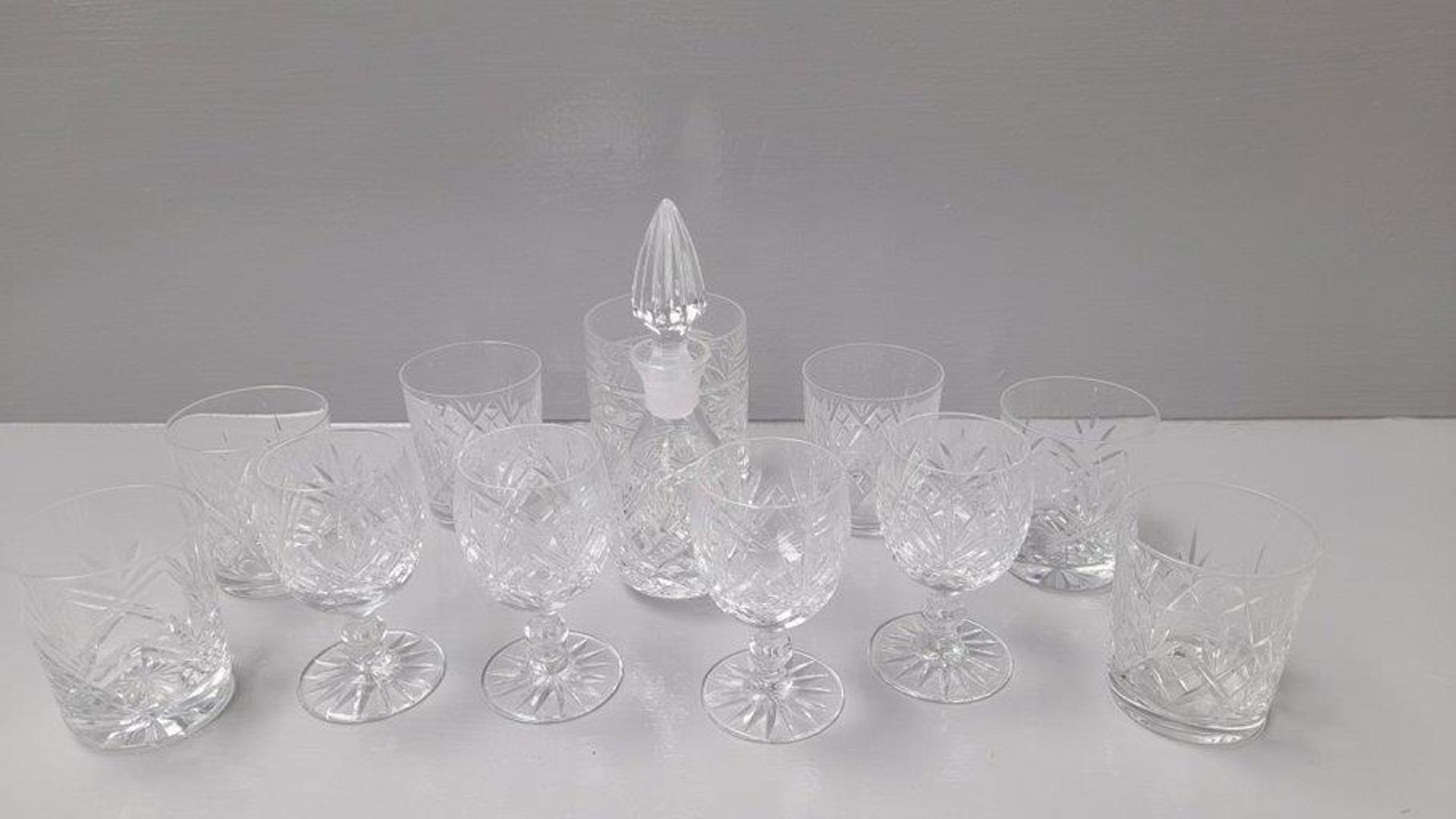 Box Including Silver Rimmed Scent Bottle (Chester 1898), 6 Cut Glass Whisky Tumblers, 4 Wine Glasses