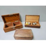 2 Wooden Boxes, Leather Box, Cast Horse Door Stop