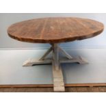 Painted Pine Round Kitchen Table H78cm x L137cm x W134cm