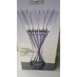 Hand Made Champagne Set In Box Including 6 Stemmed Champagne Flutes In Glass Vase