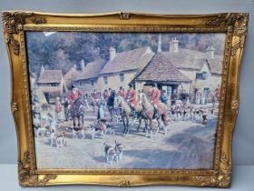 Hunting Print By R Moseley In Gilt Frame