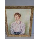 Gilt Frame Oil On Canvas Young Man Portrait Signed ORAM H87cm x W73cm