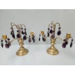A Pair Of Brass Droplet Candelabras