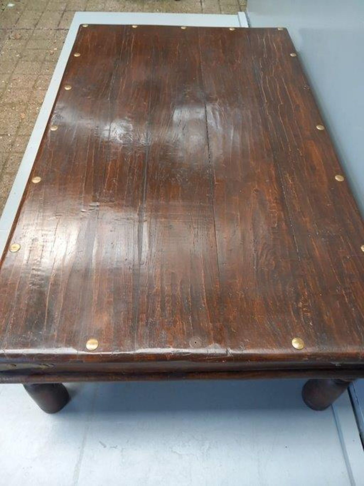 Reproduction Kitchen Table With Metal Studs H77cm x L194cm x W95cm - Image 2 of 3