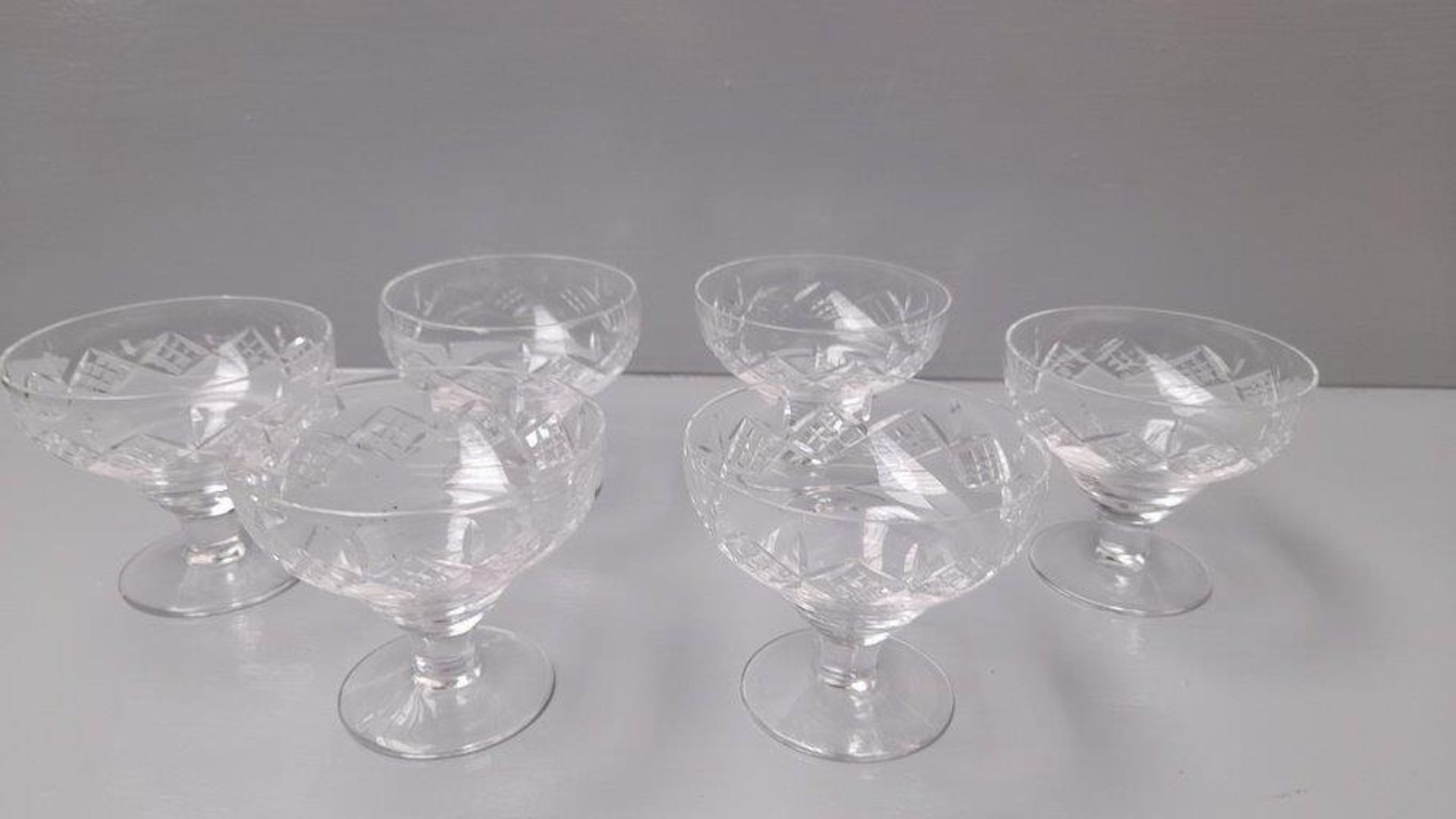 2 Sets Of 6 Cut Glass Dessert Dishes