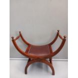 Handmade Mahogany 'Cachet' Curule Style Seat H74cm x W79cm x D38cm