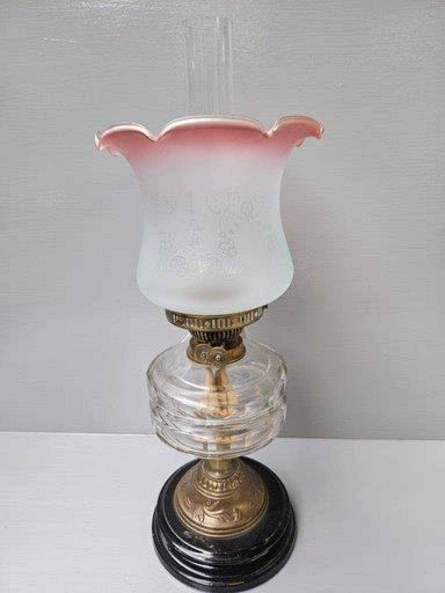 Victorian Glass Oil Lamp H55cm