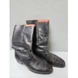 A Pair Of Black Leather Boots & Trees