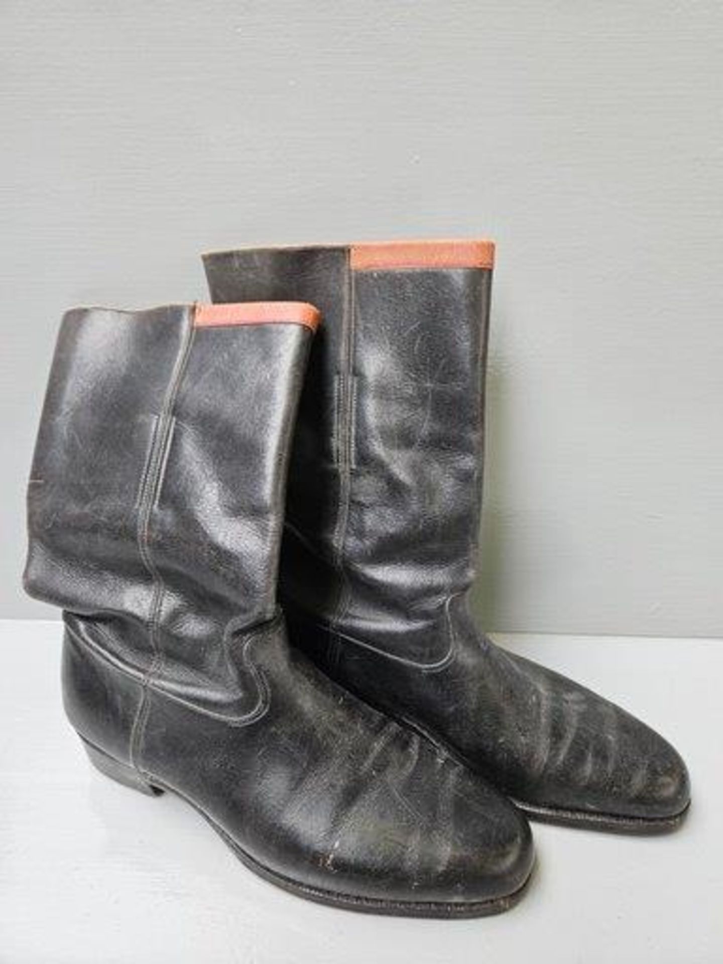 A Pair Of Black Leather Boots & Trees