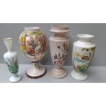 4 Hand Painted Mantel Vases