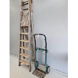 Wooden Step Ladders & Sack Barrow