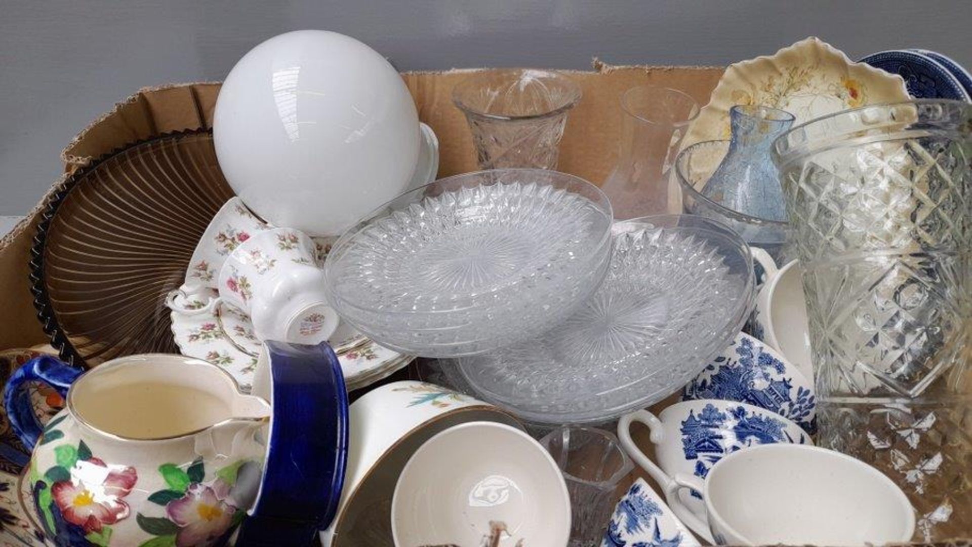 Box Of Assorted China & Glassware