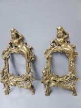 2 Victorian Brass Photo Frames H34cm