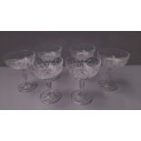 6 Cut Glass Stemmed Dessert Dishes, 6 Plates Etc