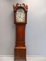 Georgian Oak Longcase Grandfather Clock Painted Dial (Thomas Gibson, Berwick On Tweed (A/F)