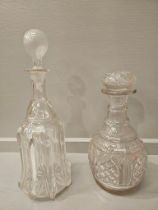 Victorian Cut Glass Decanter & 1 Other