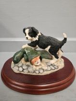 2 Border Fine Arts 'Not My Size' RR02 On Wood Base + Box, James Herriot 'The New Dog' A0601 On Wood