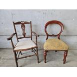 Mahogany Balloon Back Chair & 1 Other