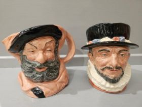 2 Large Toby Jugs - Beefeater & Falstaff, 3 Small Toby Jugs - Honest Measure, Rip Van Winkle & Porth