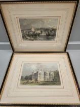 2 Coloured Etchings - Bothal & Chipchase Castle & 2 Maps Of Durham