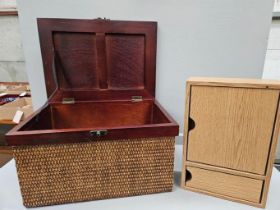 2 Wooden Boxes, Oak Pipe Rack, Leather Domed Jewellery Box Etc