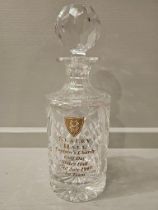 Cut Glass Decanter Engraved 'Slaley Hall - Captain's Charity Golf Day Slaley Hall 23rd July 1997 1st