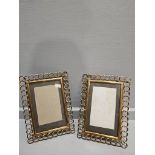 2 Brass Photographs Frames, Miniature Black & White Etching In Frame & Hand Painted Portrait On Glas