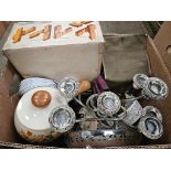 Box Including Fondue Set, Box Camera, Candelabra Etc