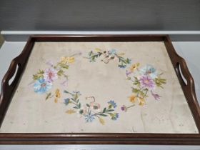 Mahogany Embroidered Tray, Brass Trivet, Flat Panel TV Bracket In Box