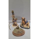 Box Including Hummel Lamp Figurine, Border Fine Arts Collie Dog By Mairi Laing, Border Fine Arts Duc