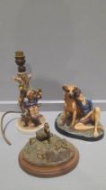 Box Including Hummel Lamp Figurine, Border Fine Arts Collie Dog By Mairi Laing, Border Fine Arts Duc