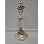 Silver Candlestick Converted To Lamp (London 1908)