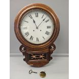 Mahogany 8 Day Anglo-American Wall Clock + Key