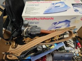 Box Including Morphy Richards Iron In Box, Umbrellas, Fridge Magnets Etc