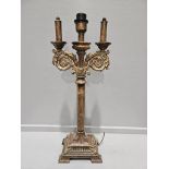 Gilt Candelabra Lamp H66cm