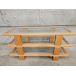 Reproduction Oak & Glass TV Stand H50cm L100cm W44cm