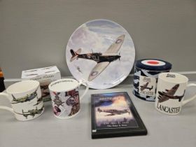 Box Including Coalport Collectors Plate 'Bandit At Six O'Clock' Limited Edition 1646 & Other Aviatio